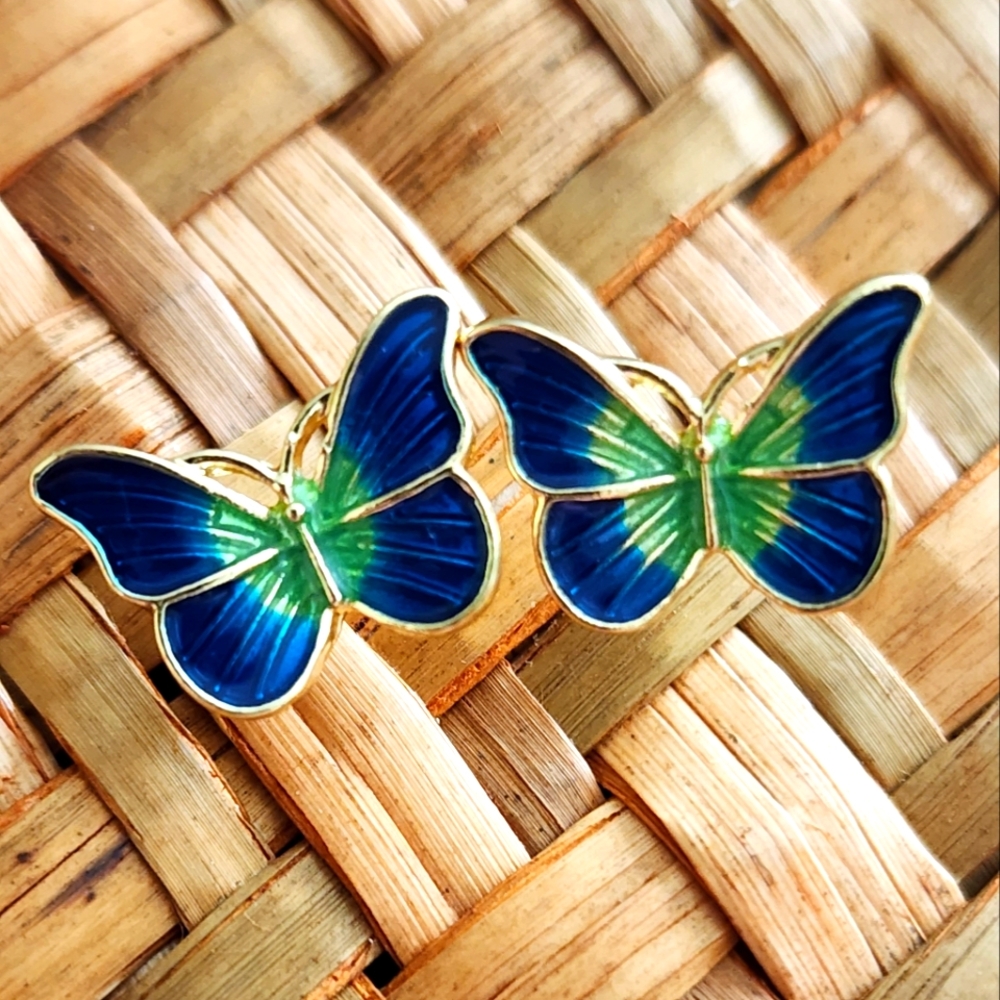 Butterfly EARRINGS ENAMEL  COAT and  925S post